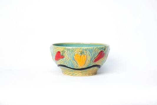 Salsa Bowl w/Carved Chilis