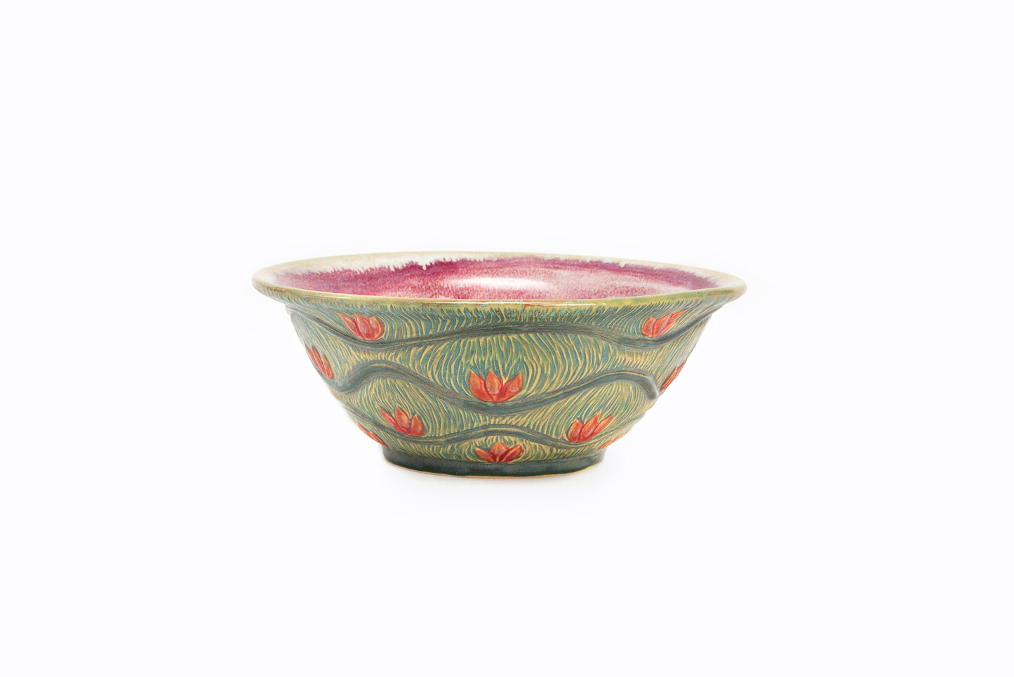 Lotus Chili Bowl with Pale Green Turquoise Glaze