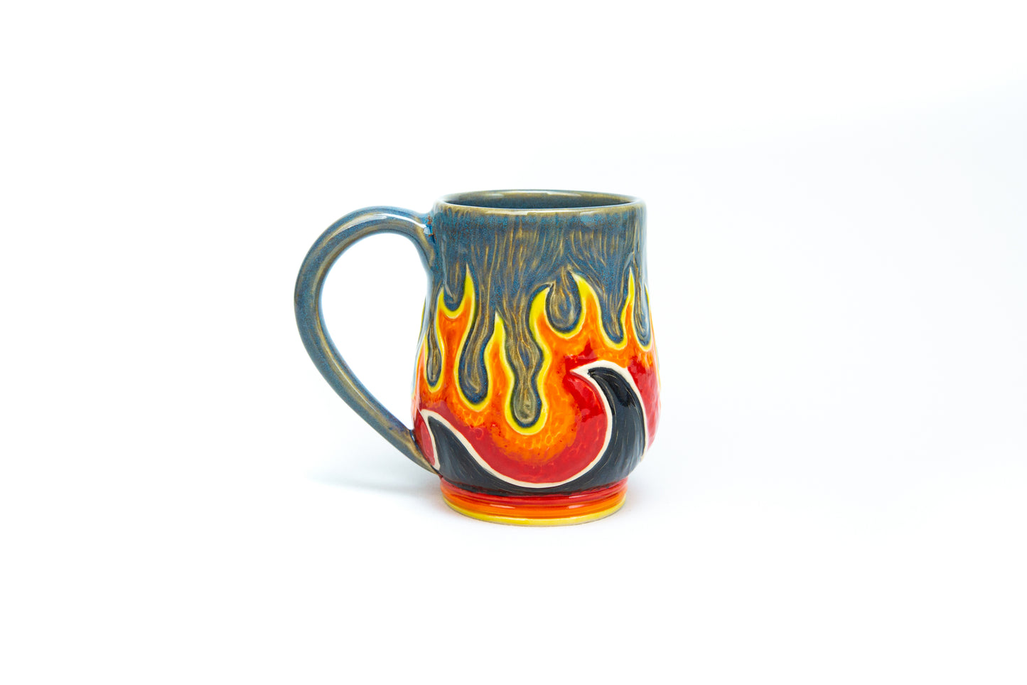 Mug with Flames and Waves.